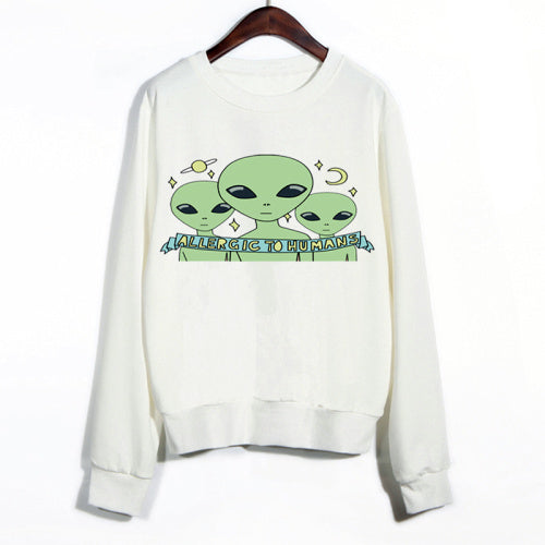 EAST KNITTING 2017 Winter Women Fashion Hoodies Three Aliens Harajuku Large Size Female Clothing