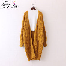 H.SA 2017 Women Long Cardigans and Poncho Latern Sleeve Open Stitch Knit Sweater Cardigans V neck Oversized Cardigan Jacket Coat