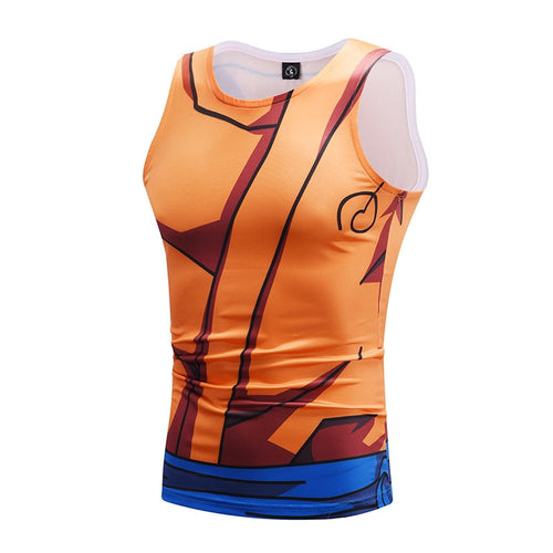 Dragon Ball Z Mens Summer Tank Tops Super Saiyan Goku Vegeta Frieza Master Roshi Bodybuilding Vest Fitness Breathable Jerseys