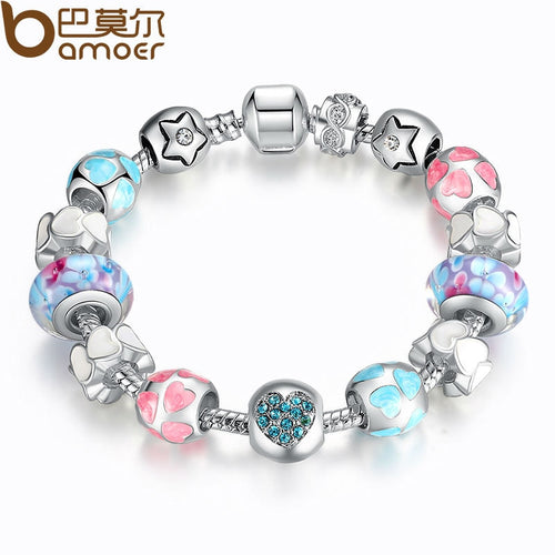 BAMOER Aliexpress Silver Heart Start Crystals 